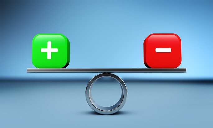 Plus and Minus Icons on Silver Balance