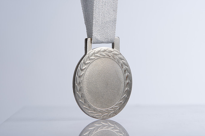 Silver Medal on Grey Background
